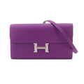 Hermes Constance Long Tougo Bifold Wallet Epsom Anemone Silver