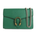 Gucci Dionysus Chain Wallet Leather Green Gold Silver Hardware