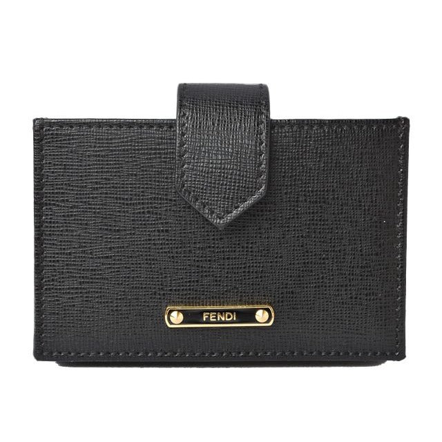Fendi Card Case Business Holder Leather Black