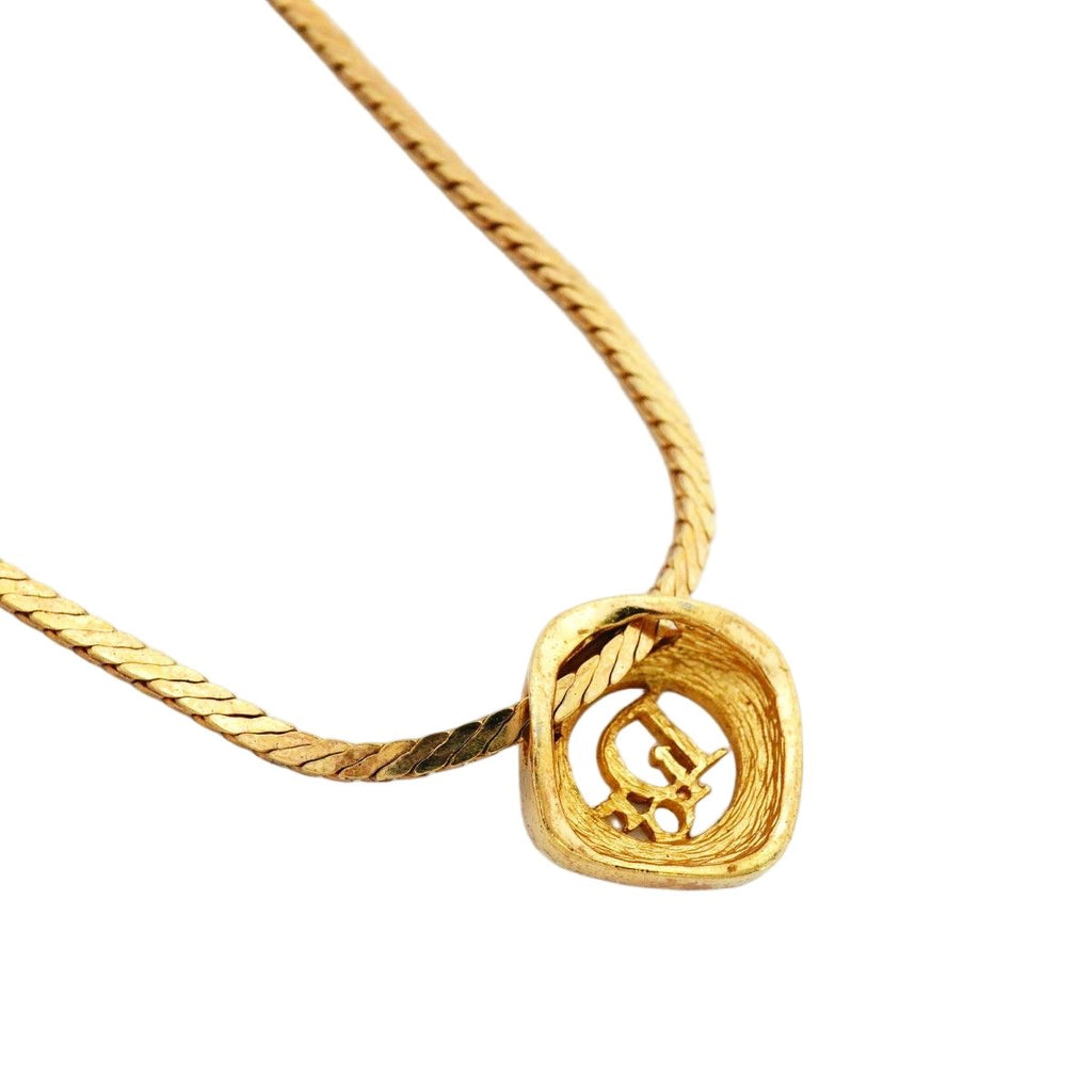 Dior Necklace Logo Gold Plated Rhinestone — view 2