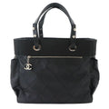 Chanel Paris Biarritz GM Tote Nylon Leather Black