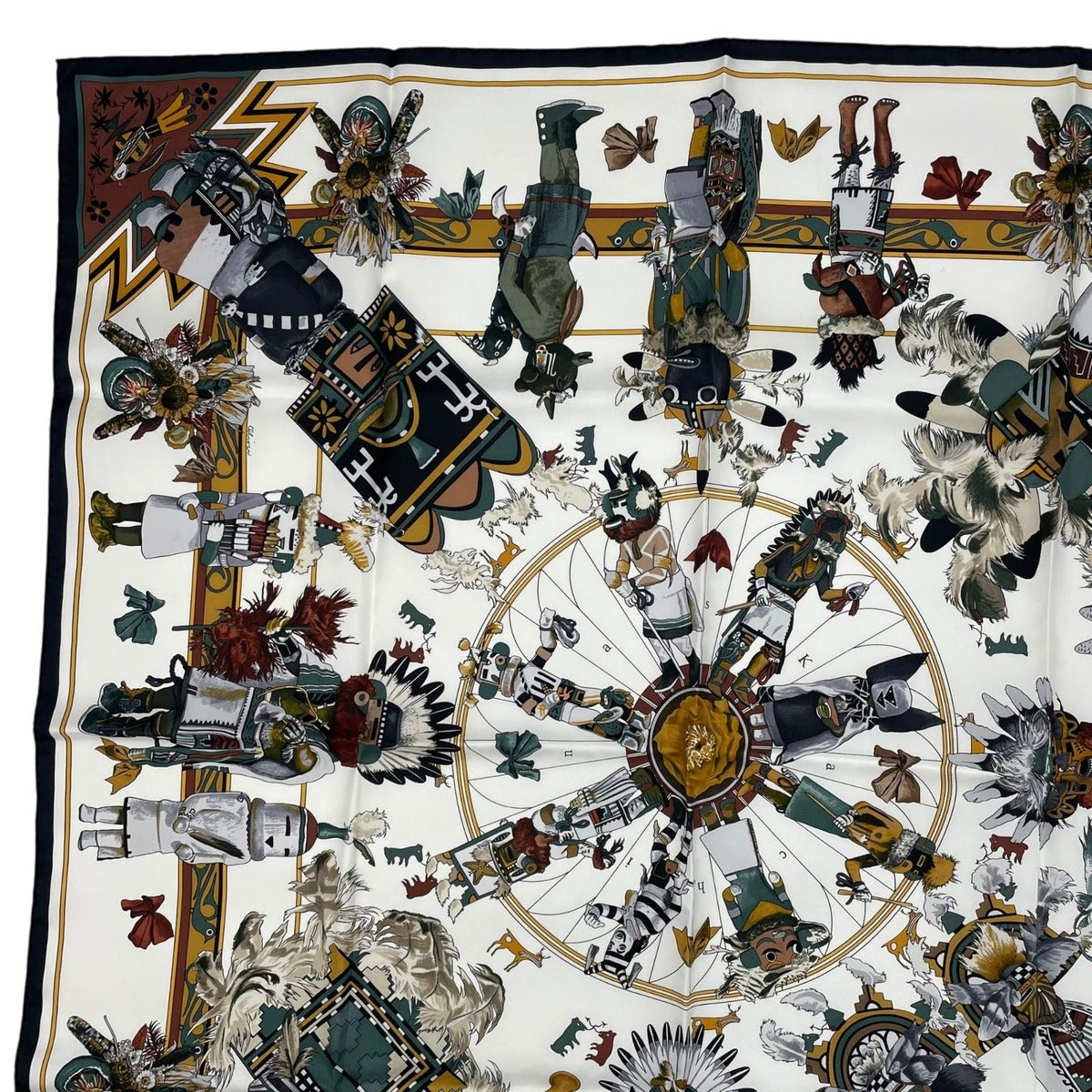 Hermes Scarf 100% Silk Carre 90 Kachinas Ethnic Multicolor Box — view 3