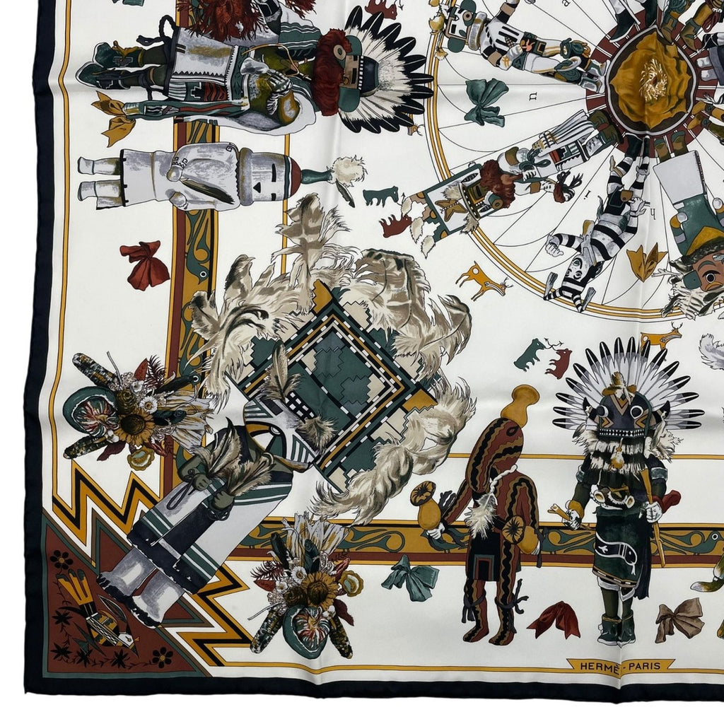 Hermes Scarf 100% Silk Carre 90 Kachinas Ethnic Multicolor Box — view 5