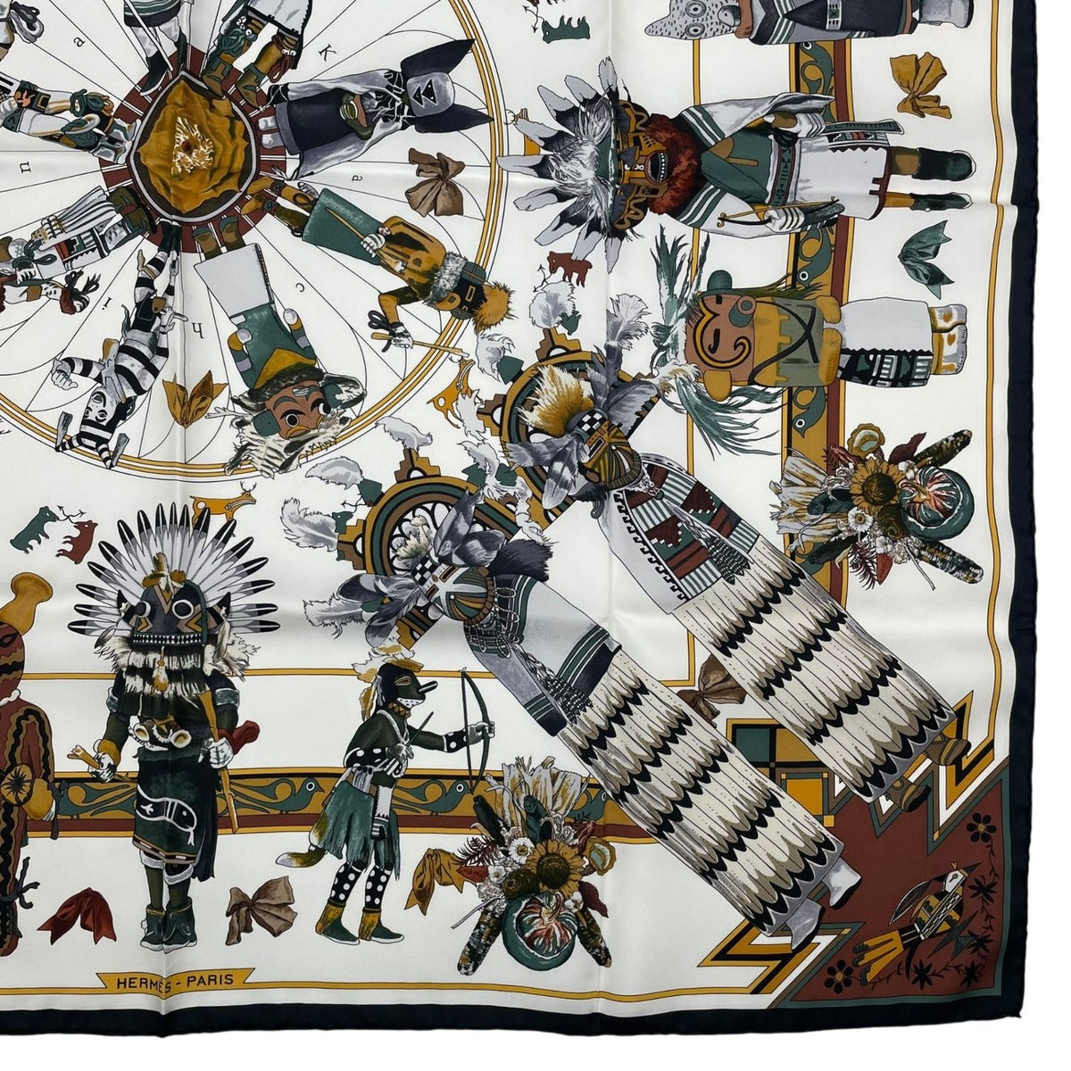 Hermes Scarf 100% Silk Carre 90 Kachinas Ethnic Multicolor Box — view 6