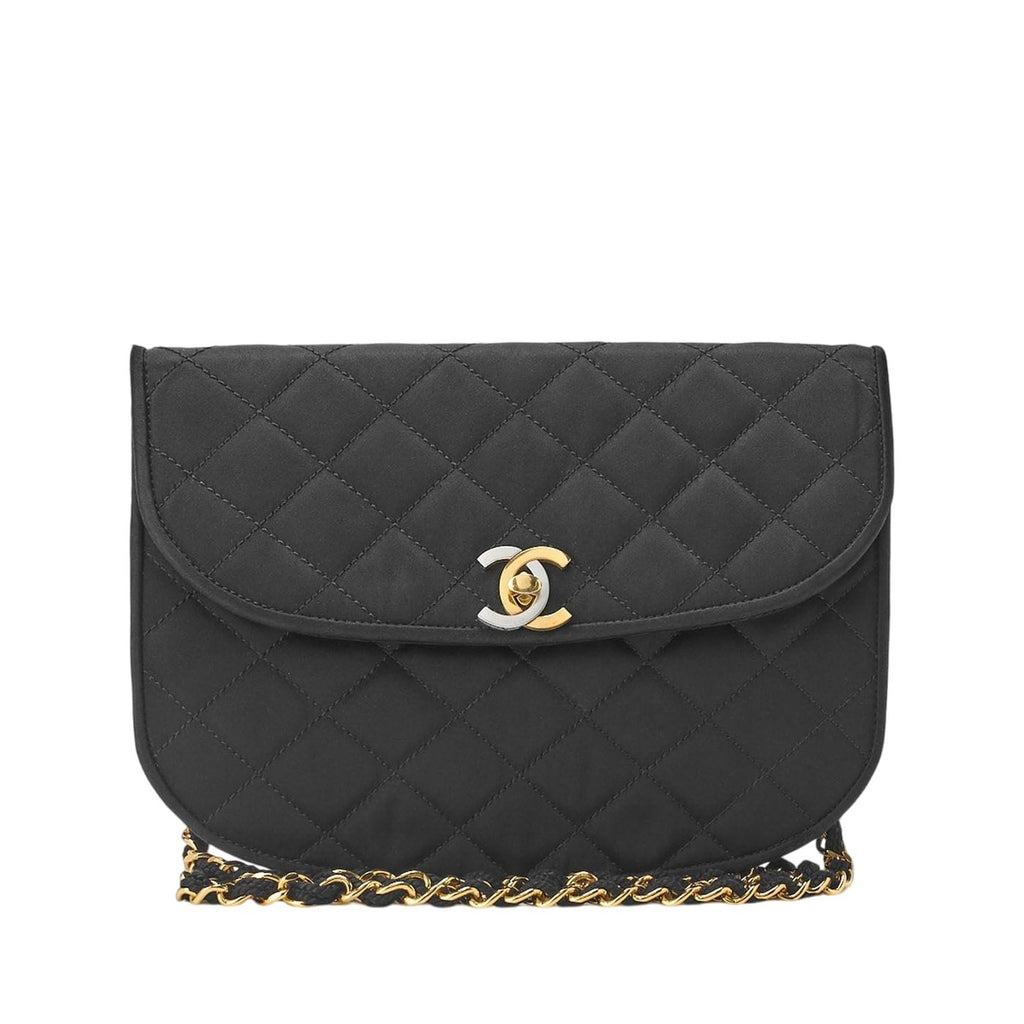 Chanel Quilted Paris Limited Chain Shoulder Satin Black With Gold And Silver