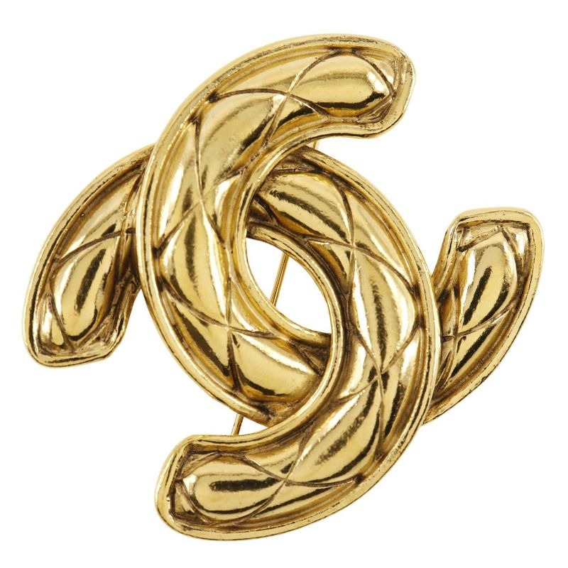 Chanel Coco Mark Quilted Gold Plated 32.4 g Brooch — view 2