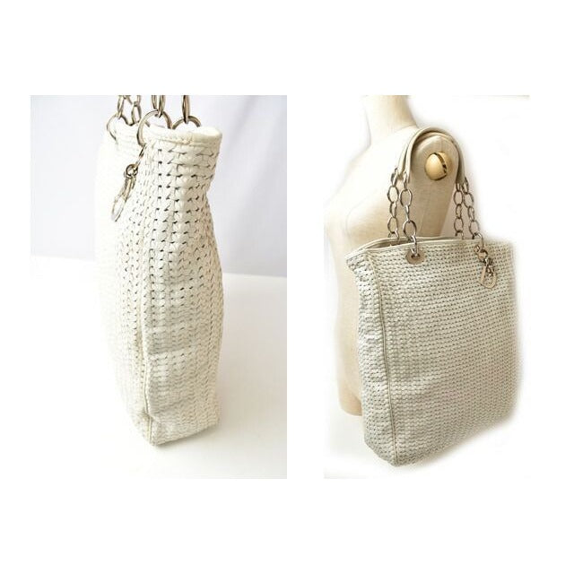 Christian Dior Tote Bag A4 Lady Intrecciato White Silver — view 3