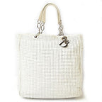 Christian Dior Tote Bag A4 Lady Intrecciato White Silver