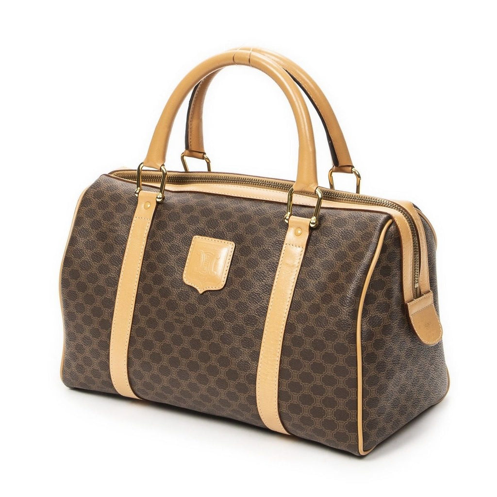 Celine Small Boston Brown Macadam Canvas Shoulder Bag — view 2