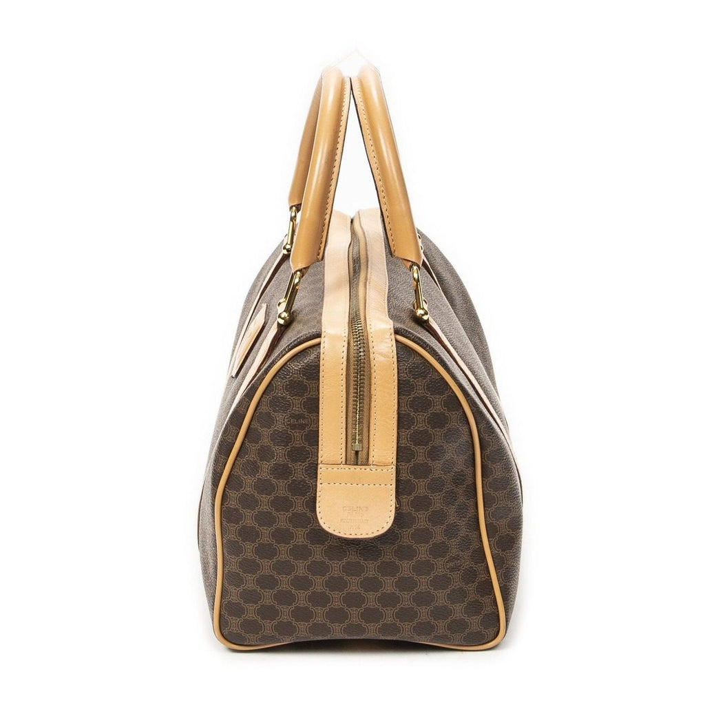 Celine Small Boston Brown Macadam Canvas Shoulder Bag — view 3