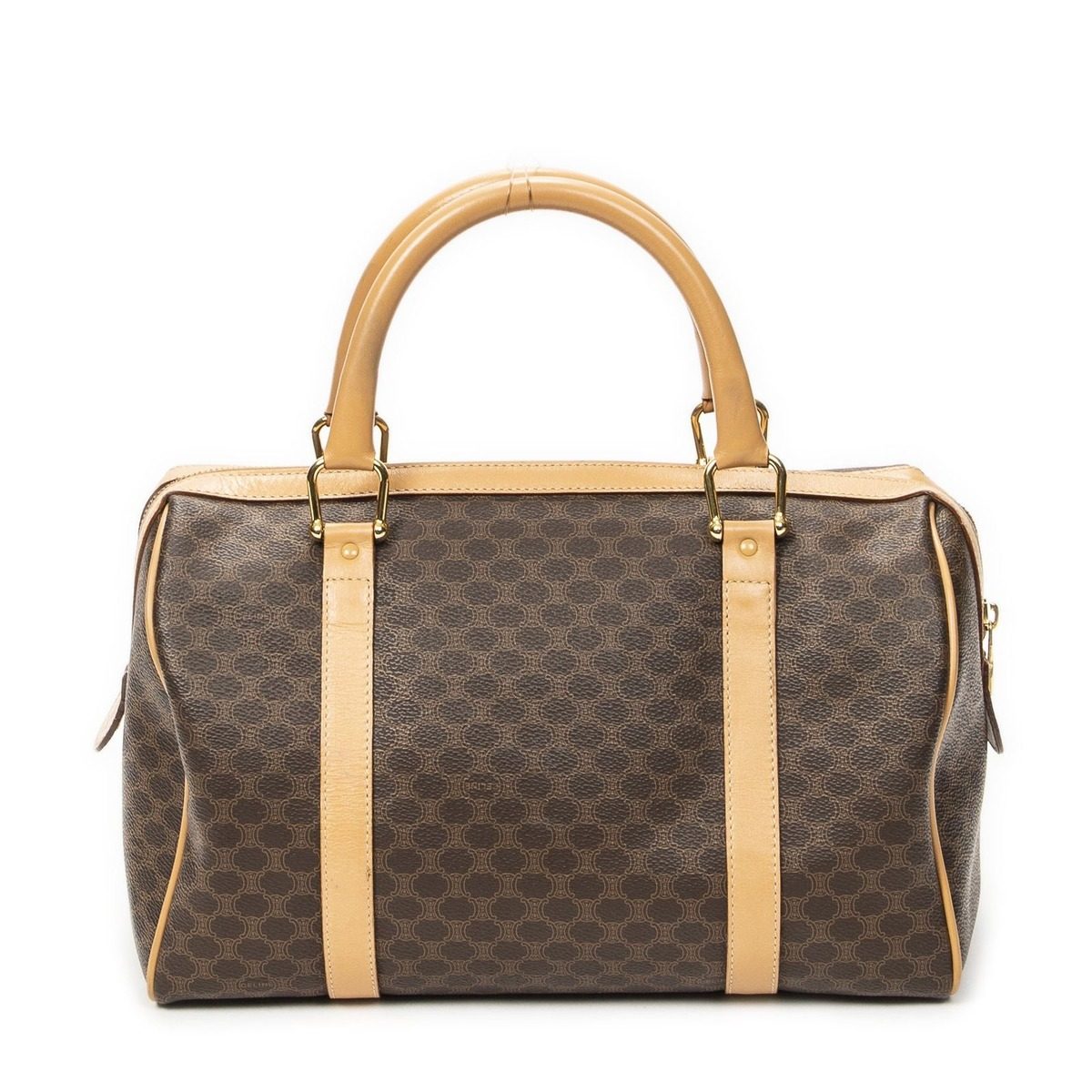 Celine Small Boston Brown Macadam Canvas Shoulder Bag — view 5