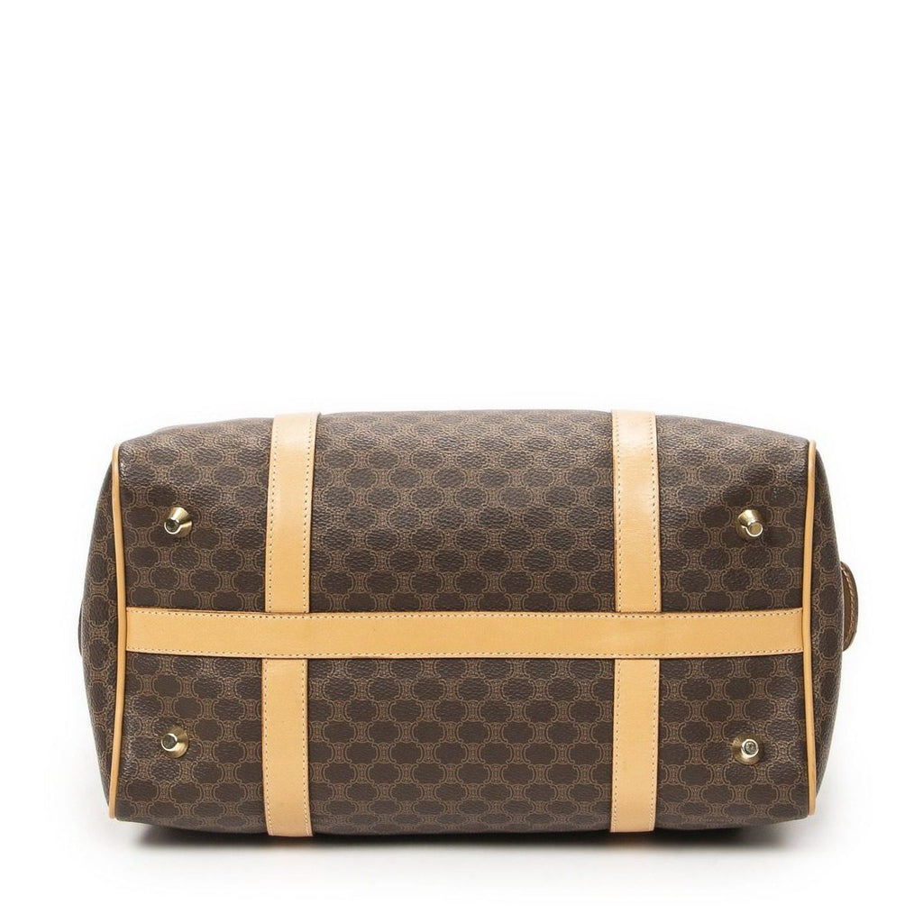 Celine Small Boston Brown Macadam Canvas Shoulder Bag — view 6