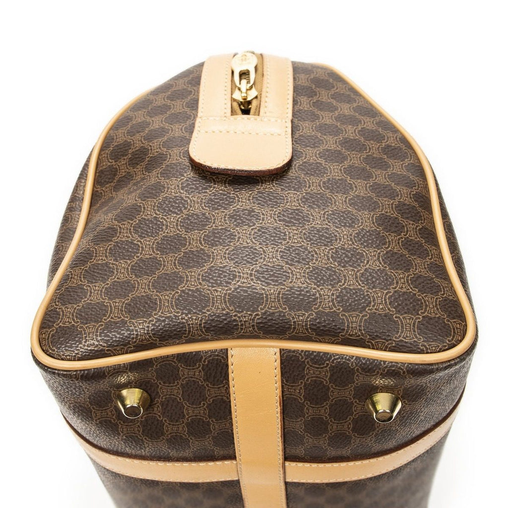 Celine Small Boston Brown Macadam Canvas Shoulder Bag — view 7