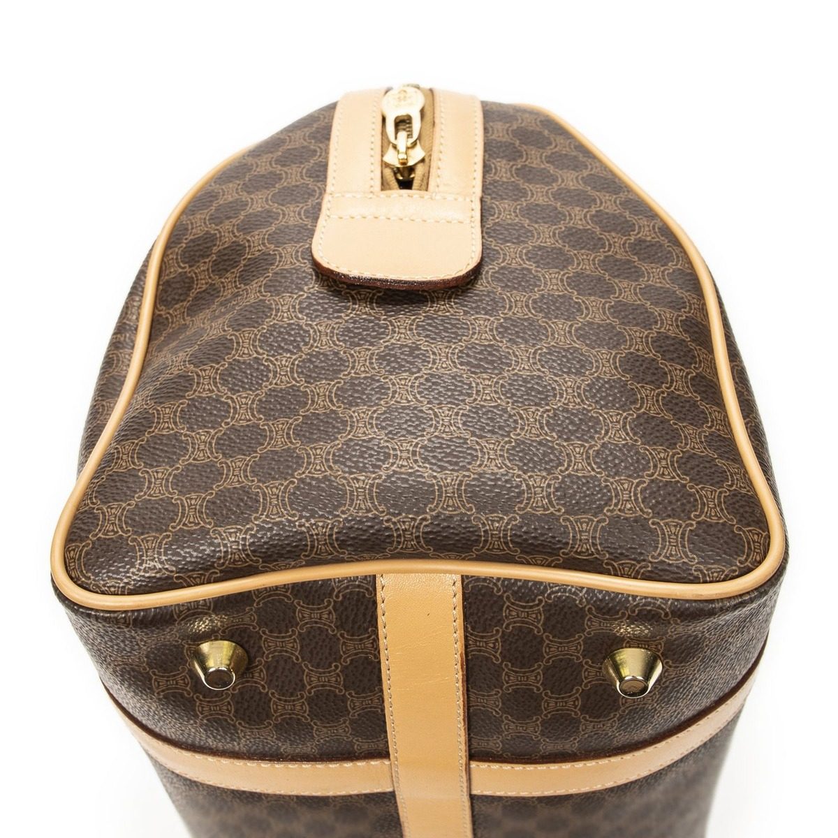 Celine Small Boston Brown Macadam Canvas Shoulder Bag — view 7