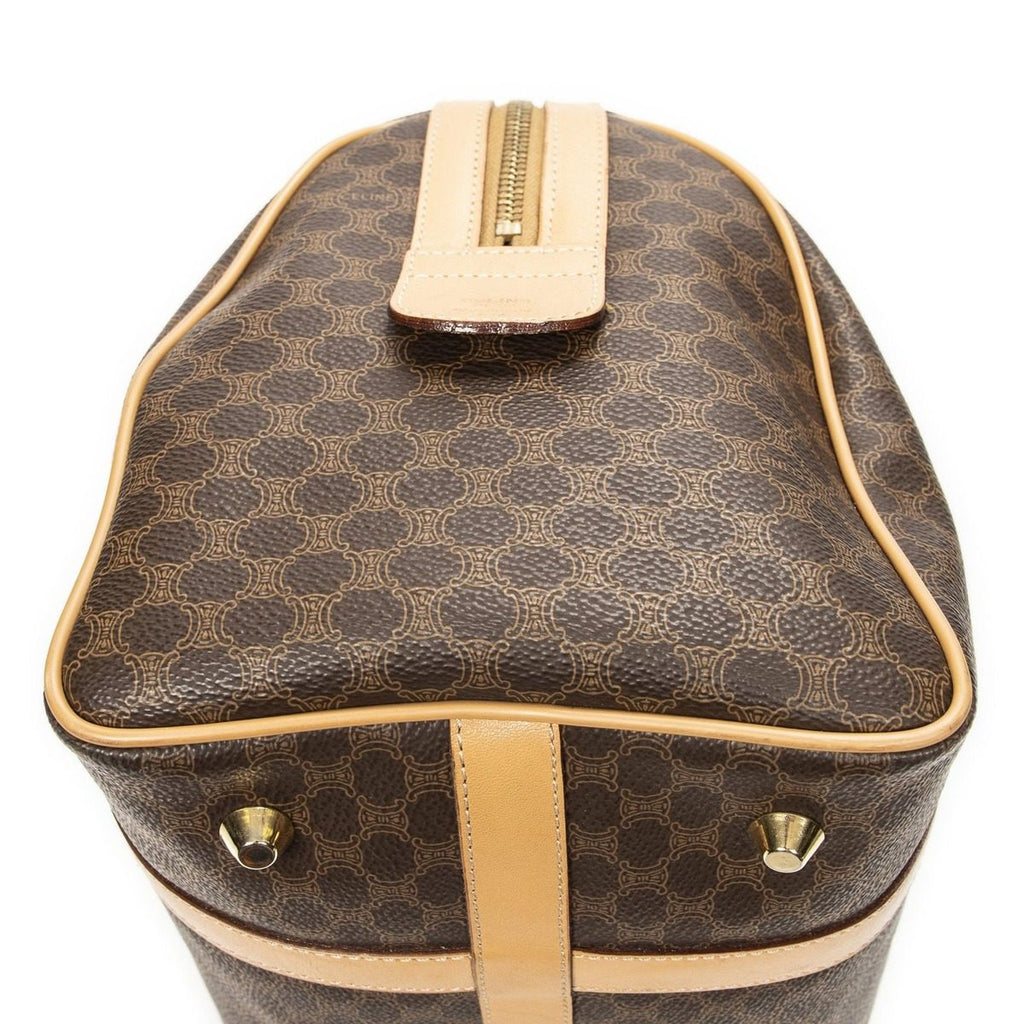 Celine Small Boston Brown Macadam Canvas Shoulder Bag — view 8
