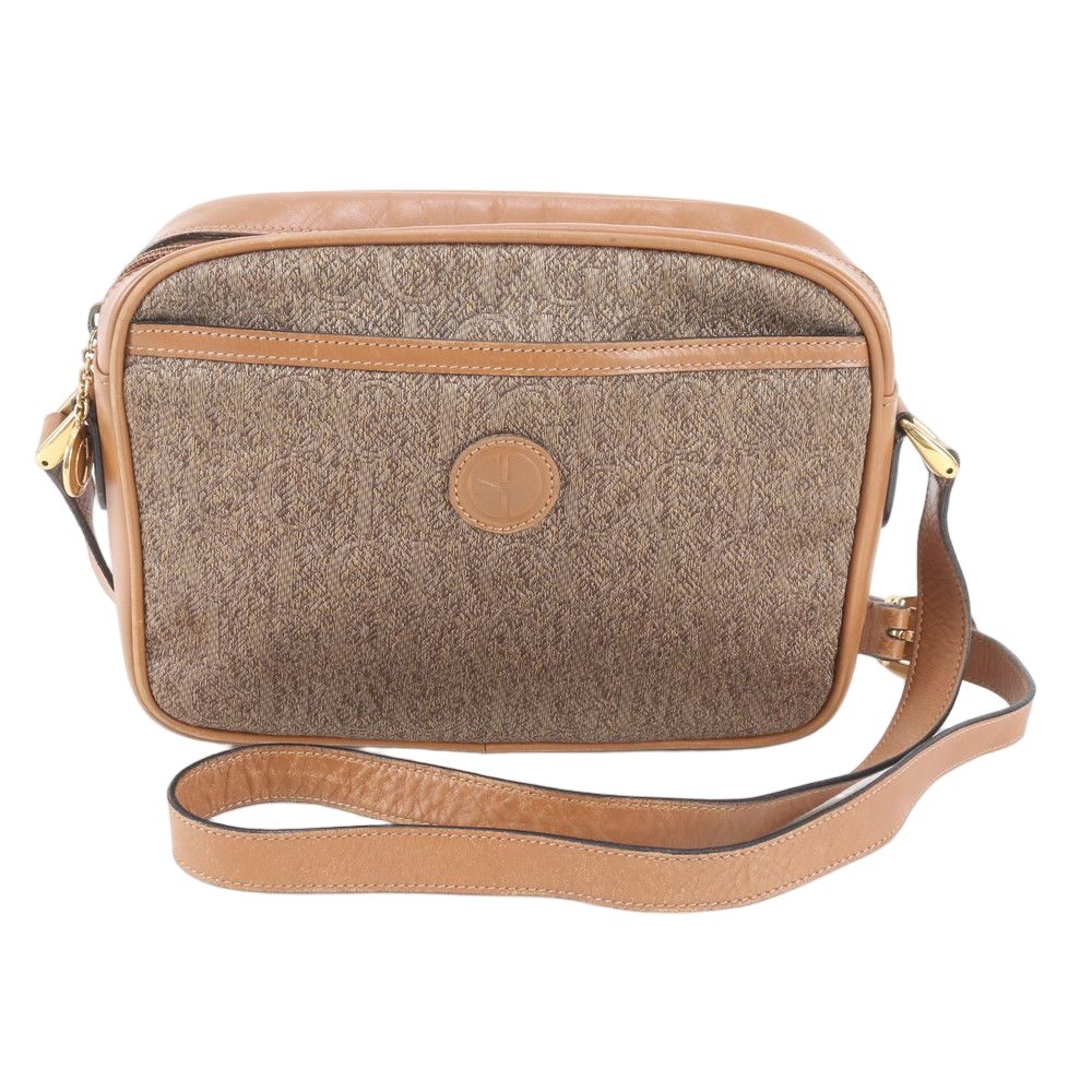 Gucci GG Logo Jacquard Leather Shoulder Bag Crossbody Hand Brown