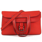 Hermes Halzan 31 Rouge Casaque Silver Taurillon Clemence 2-Way Shoulder Bag