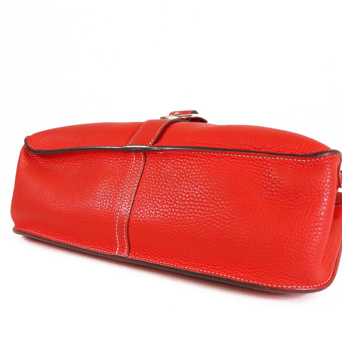 Hermes Halzan 31 Rouge Casaque Silver Taurillon Clemence 2-Way Shoulder Bag — view 3