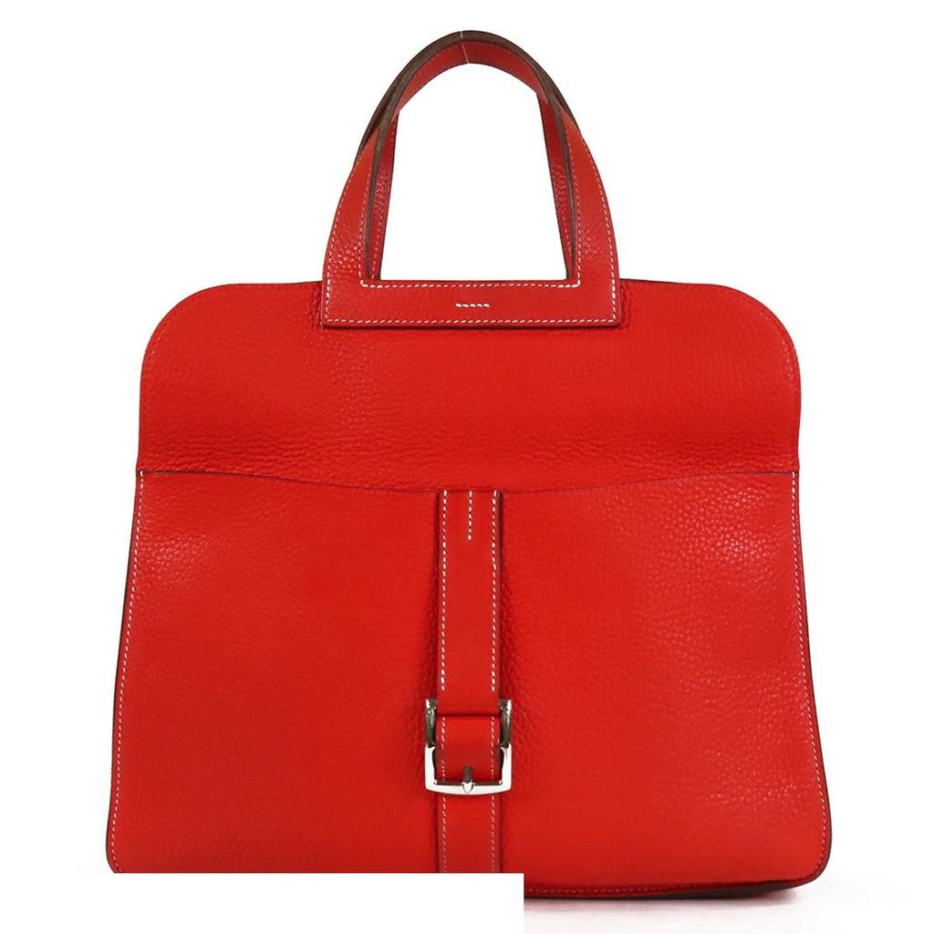 Hermes Halzan 31 Rouge Casaque Silver Taurillon Clemence 2-Way Shoulder Bag — view 4