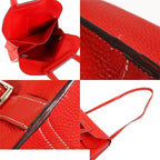 Hermes Halzan 31 Rouge Casaque Silver Taurillon Clemence 2-Way Shoulder Bag — view 5