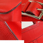 Hermes Halzan 31 Rouge Casaque Silver Taurillon Clemence 2-Way Shoulder Bag — view 6