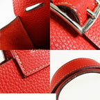 Hermes Halzan 31 Rouge Casaque Silver Taurillon Clemence 2-Way Shoulder Bag — view 7