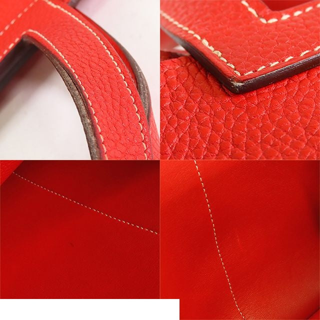 Hermes Halzan 31 Rouge Casaque Silver Taurillon Clemence 2-Way Shoulder Bag — view 8