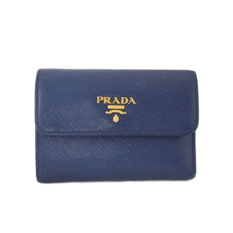 Prada Trifold Wallet Saffiano Leather Blue
