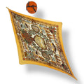 Hermes Scarf Pleated Silk Decoupages Paper Cutting Yellow