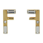 Fendi Earrings Fast Logo Brass Crystal 8 Ah713 Gold Accessories — view 2
