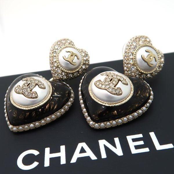 Chanel Ab9394 Heart B22 B Coco Mark Faux Pearl Rhinestone