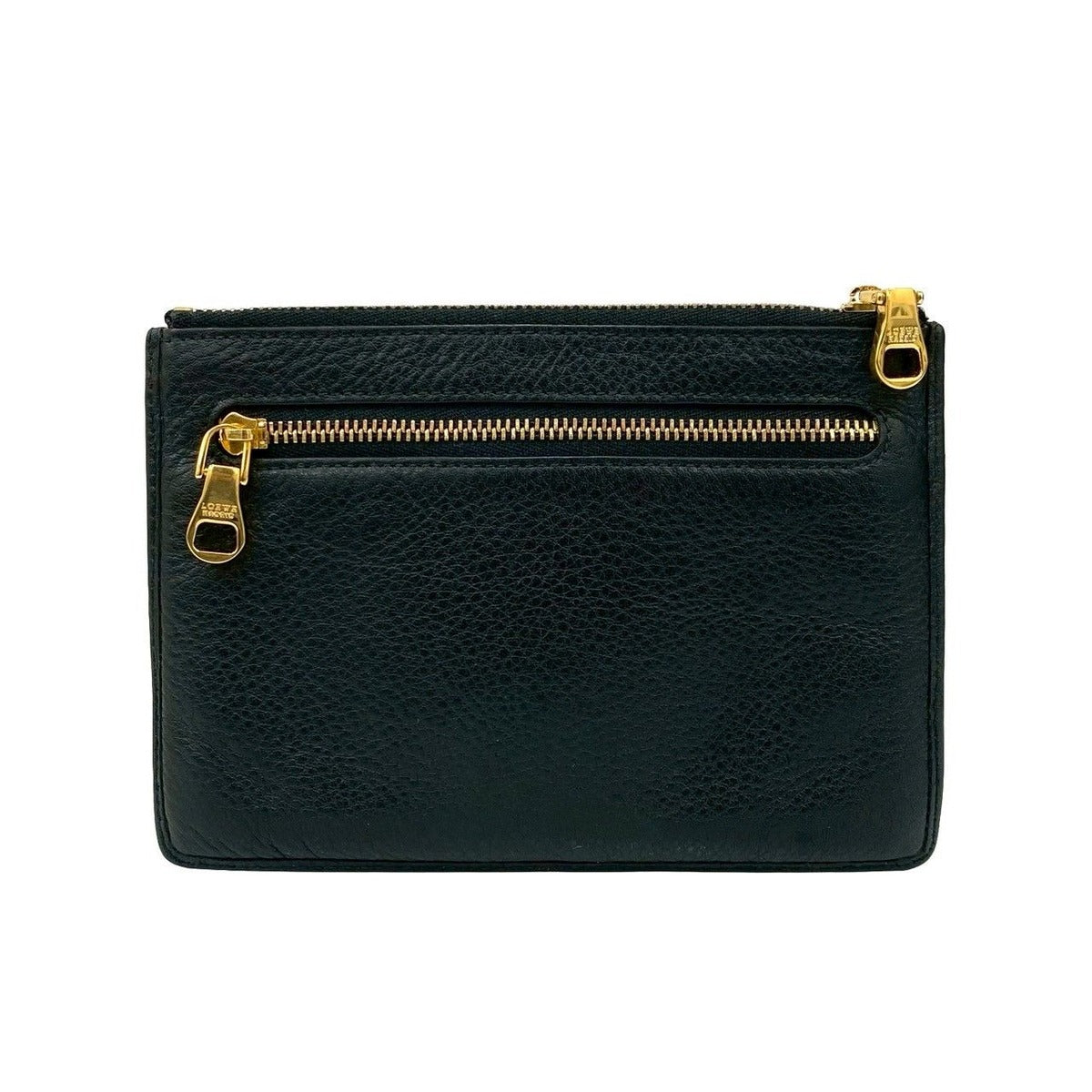 Loewe Gold Logo Hardware Leather Zipper Pouch — view 2