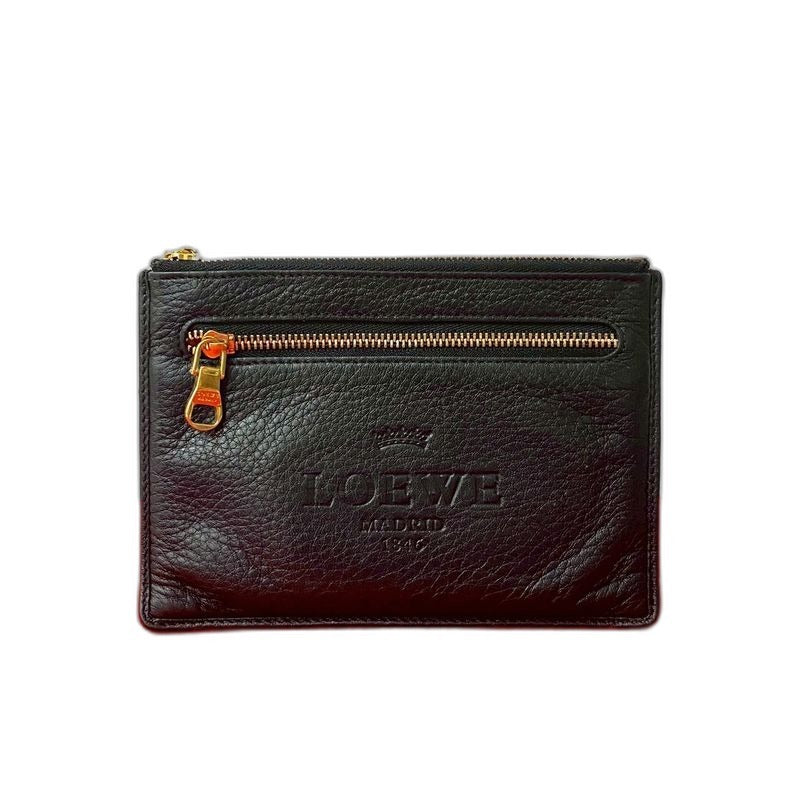 Loewe Gold Logo Hardware Leather Zipper Pouch