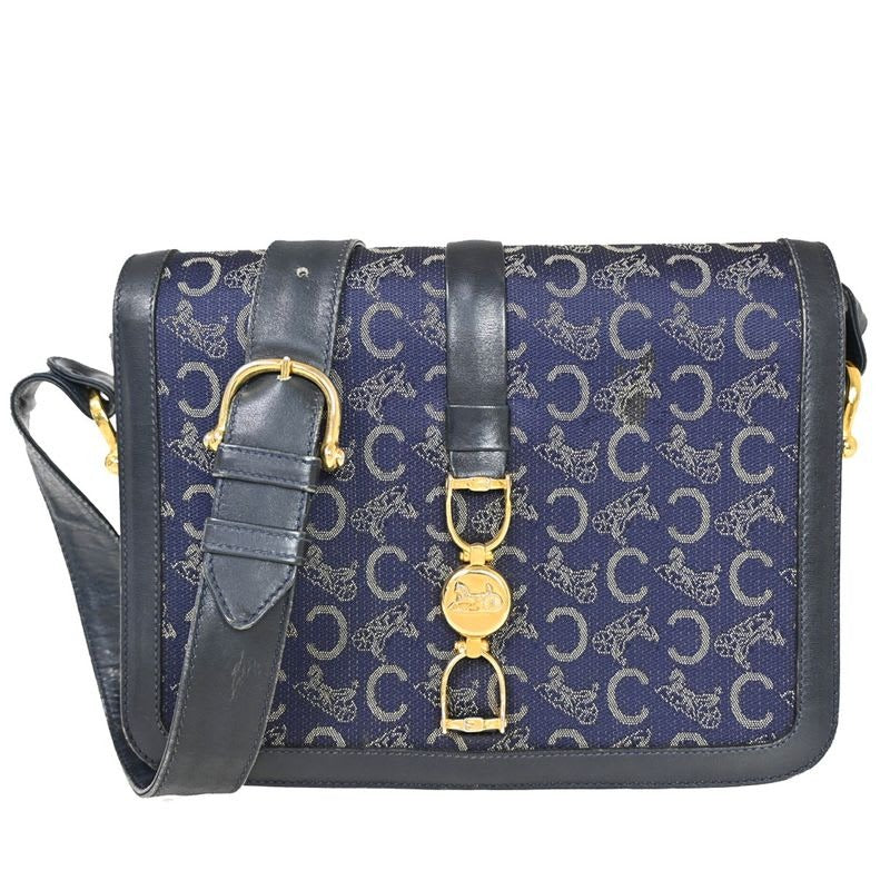 Celine Carriage One Shoulder Macadam Navy Gold 60 Bs100