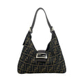 Fendi Zucca Pattern Mamma Bucket Leather Canvas Khaki Brown Handbag Silver