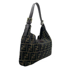 Fendi Zucca Pattern Mamma Bucket Leather Canvas Khaki Brown Handbag Silver — view 2
