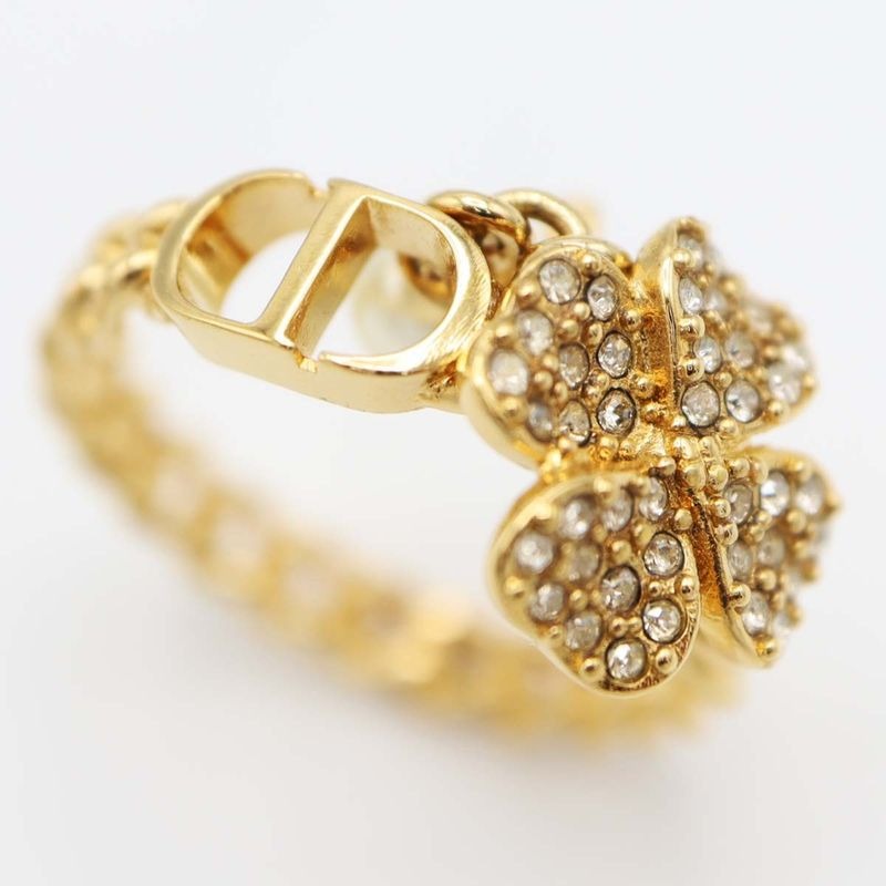 Christian Dior Ring D-clover Clover Star Resin Pearl Size L 13.5