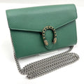 Gucci Dionysus Chain Wallet Leather Green Silver