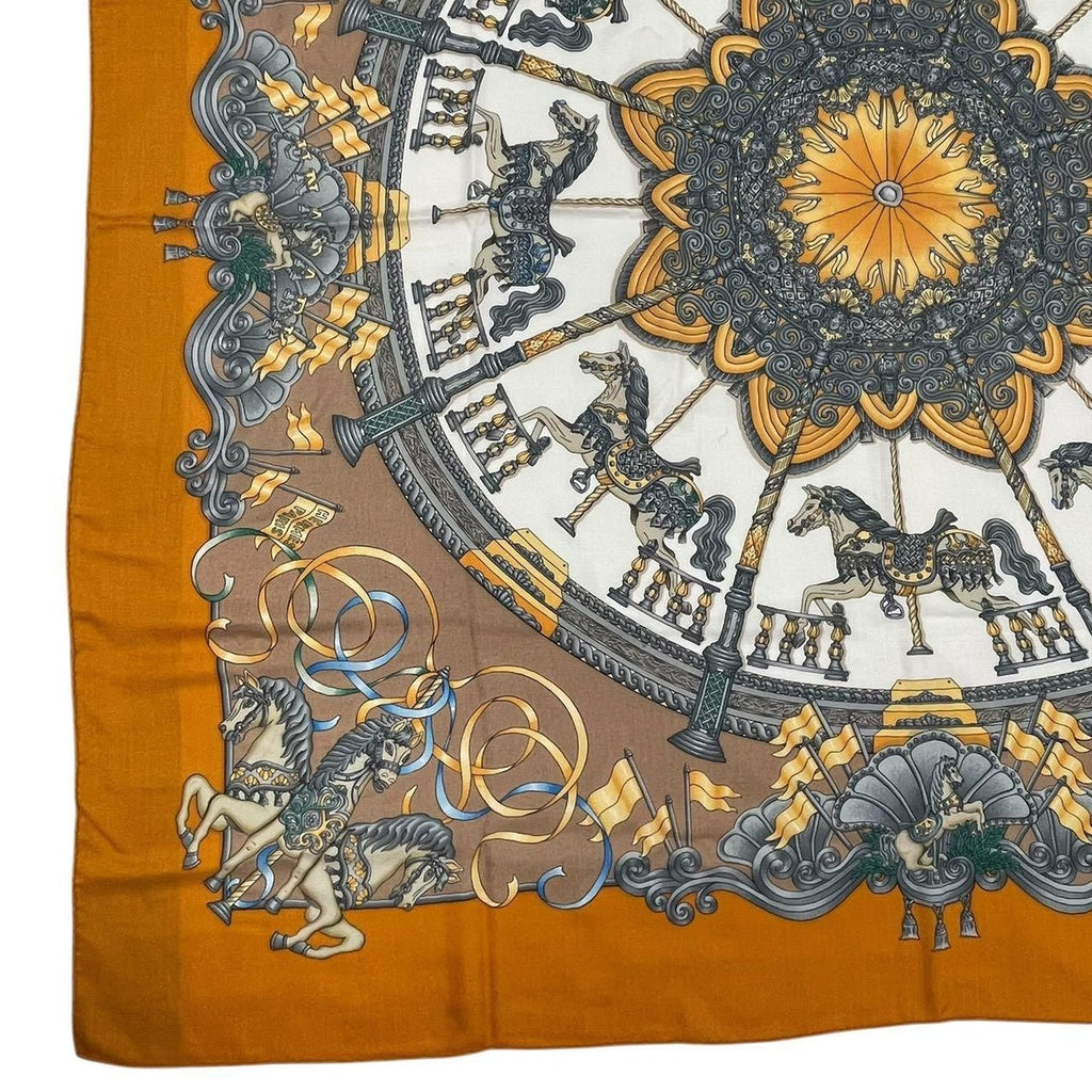 Hermes Carre 140 Scarf Cashmere Silk Luna Park Amusement Merry Go Land — view 6