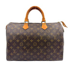 Louis Vuitton Speedy 35 Monogram Leather Brown Light Handbag Gold