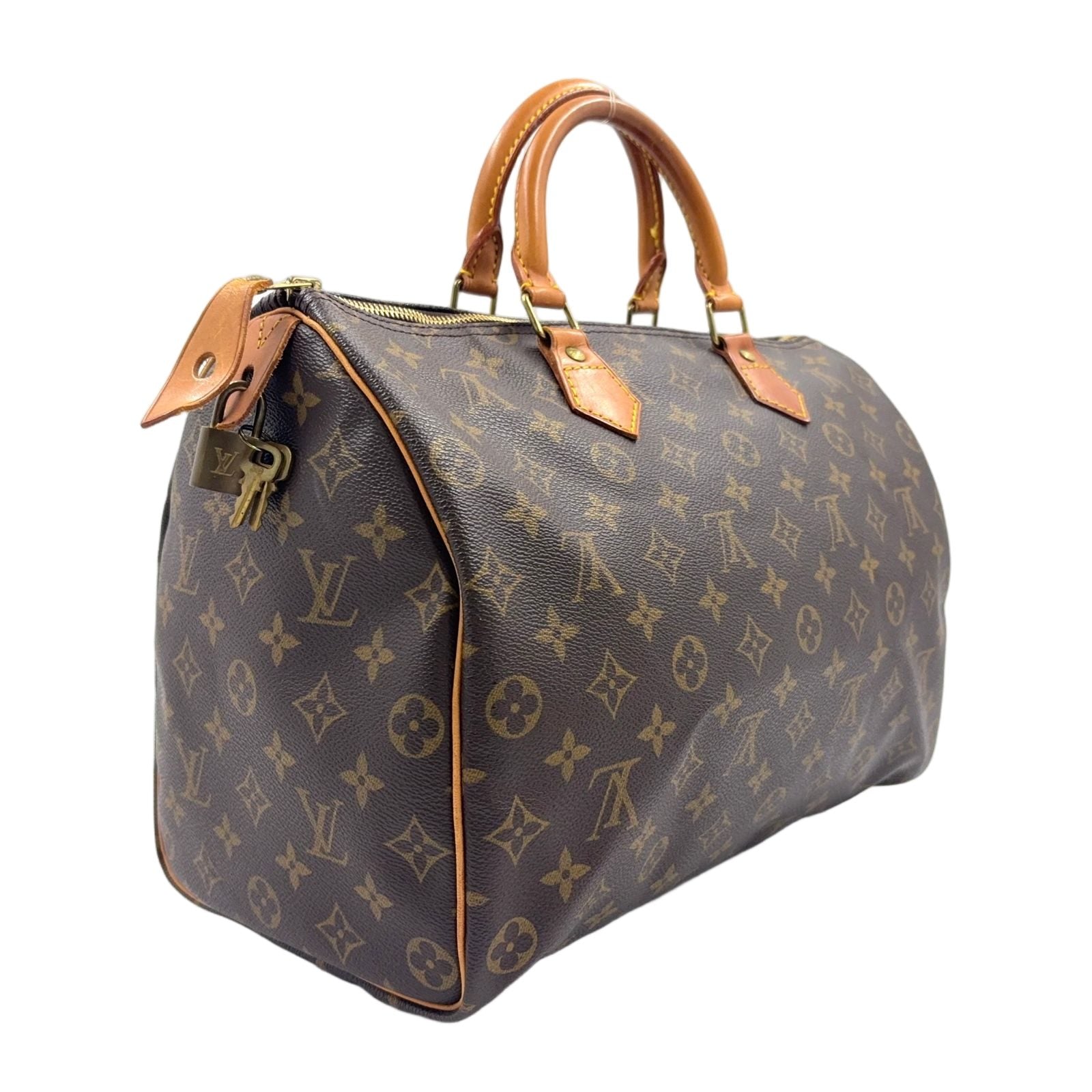 Louis Vuitton Speedy 35 Monogram Leather Brown Light Handbag Gold — view 2