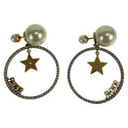 Dior JA Gold Faux Pearl Metal Earrings
