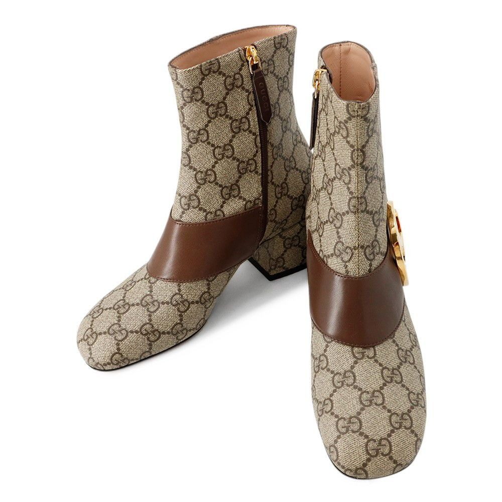 Gucci Boots Blanc Ankle GG Supreme Leather 35 Shoes