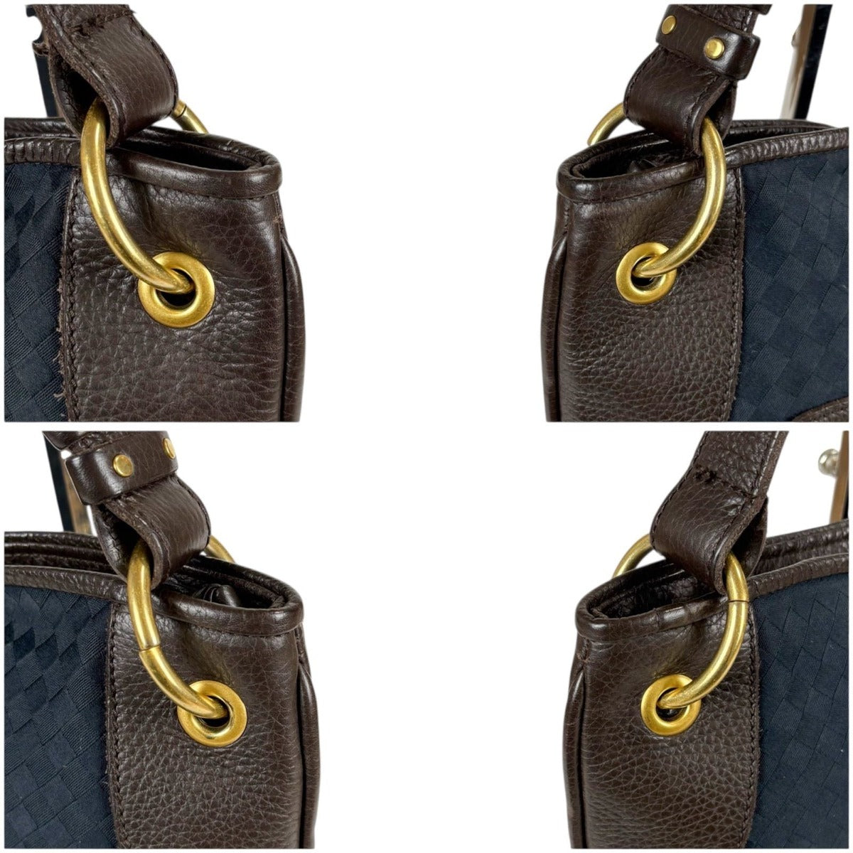Bottega Veneta One Shoulder Bag Navy Intrecciato Pattern Leather — view 4