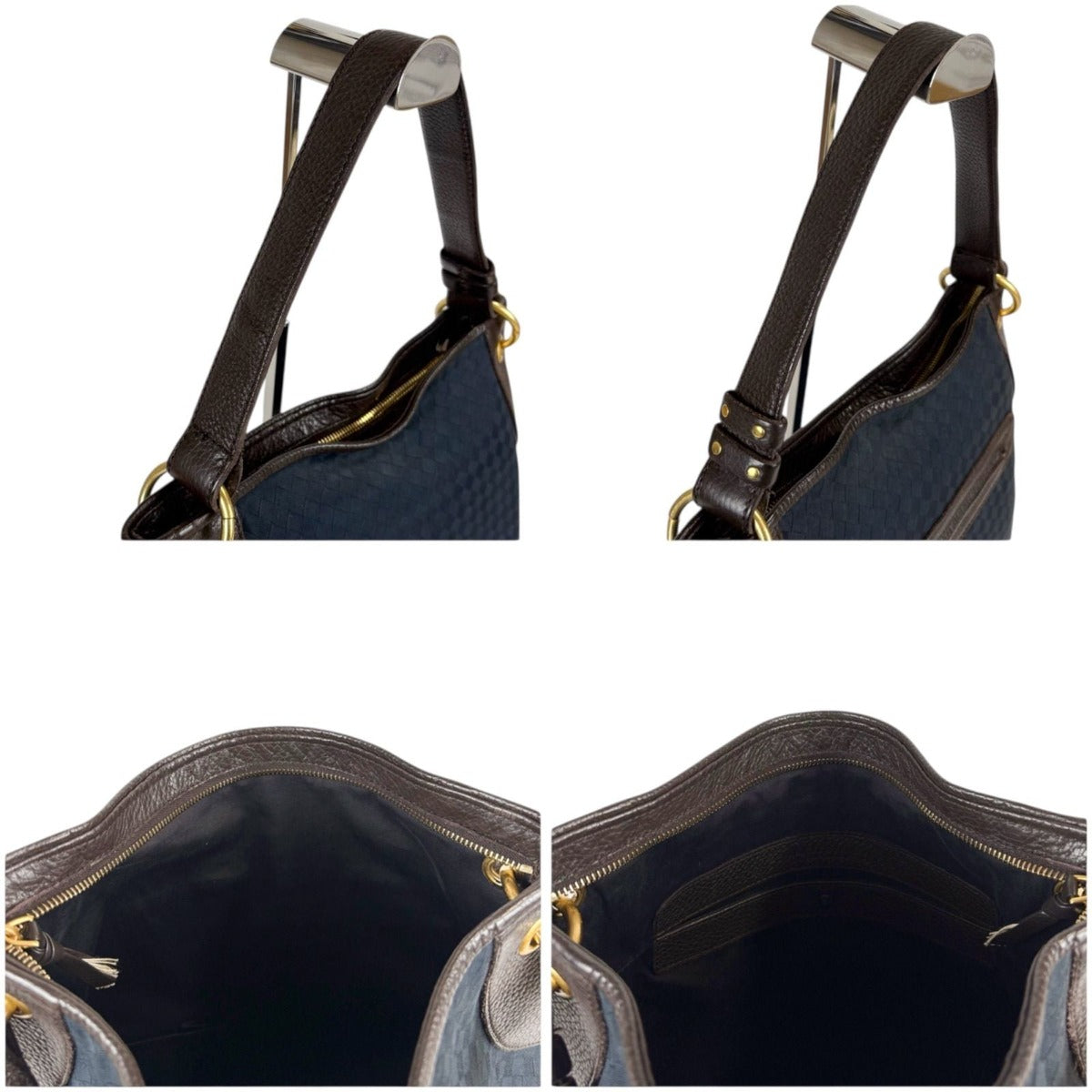 Bottega Veneta One Shoulder Bag Navy Intrecciato Pattern Leather — view 6