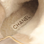 Chanel Boots CC Logo Suede Mouton Beige Black — view 5