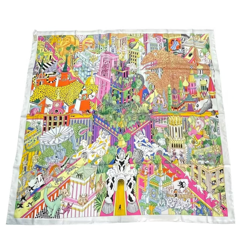 Hermes Scarf Silk Large Carre 140 Animapolis White Box — view 2