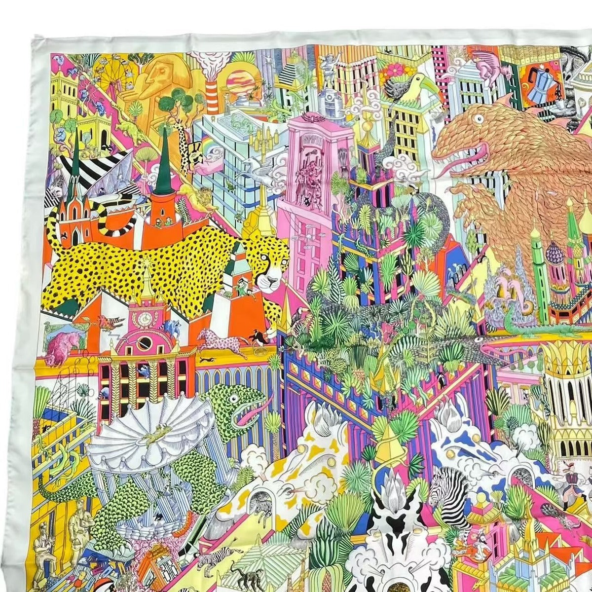 Hermes Scarf Silk Large Carre 140 Animapolis White Box — view 3