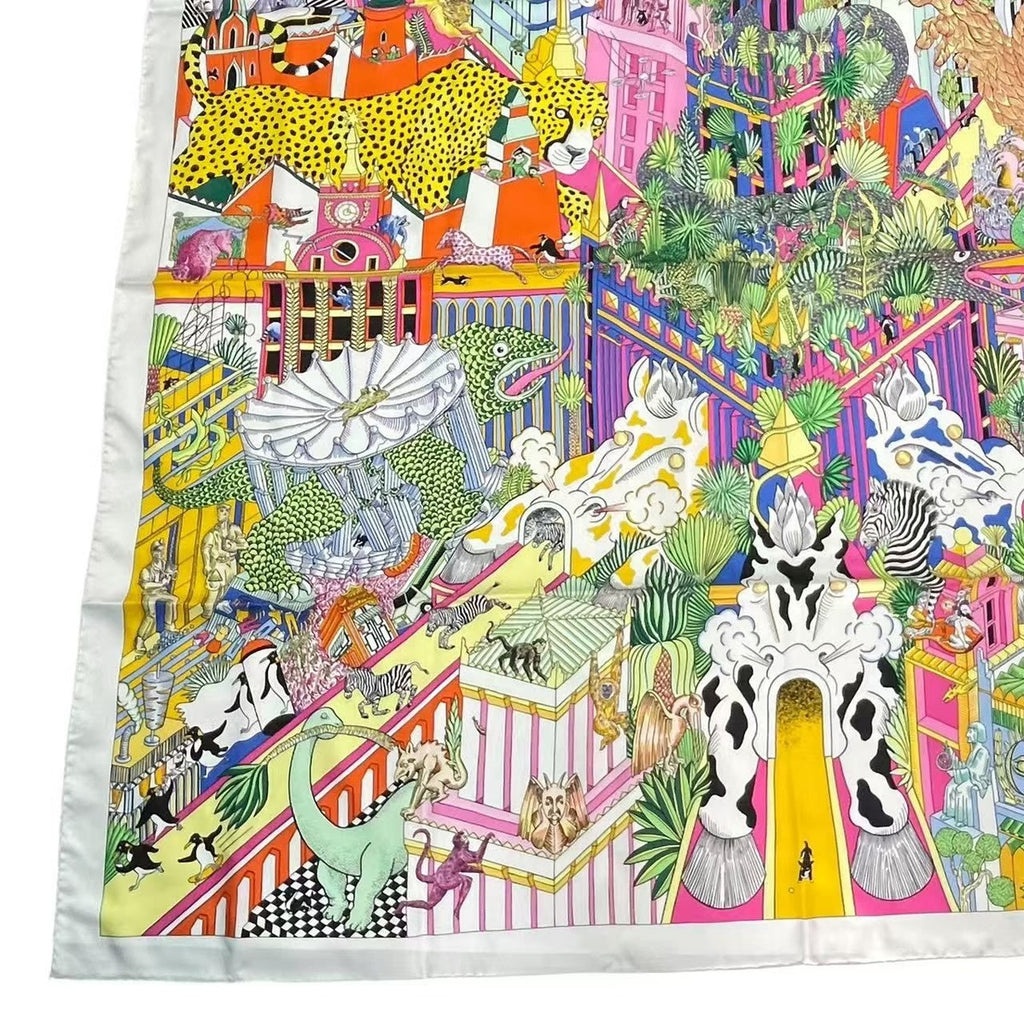 Hermes Scarf Silk Large Carre 140 Animapolis White Box — view 5