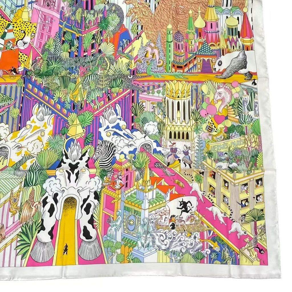 Hermes Scarf Silk Large Carre 140 Animapolis White Box — view 6
